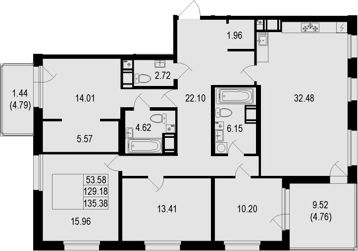 5Е-комнатная, 135.38 м²– 2
