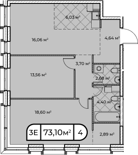 3Е-комнатная, 73.1 м²– 2