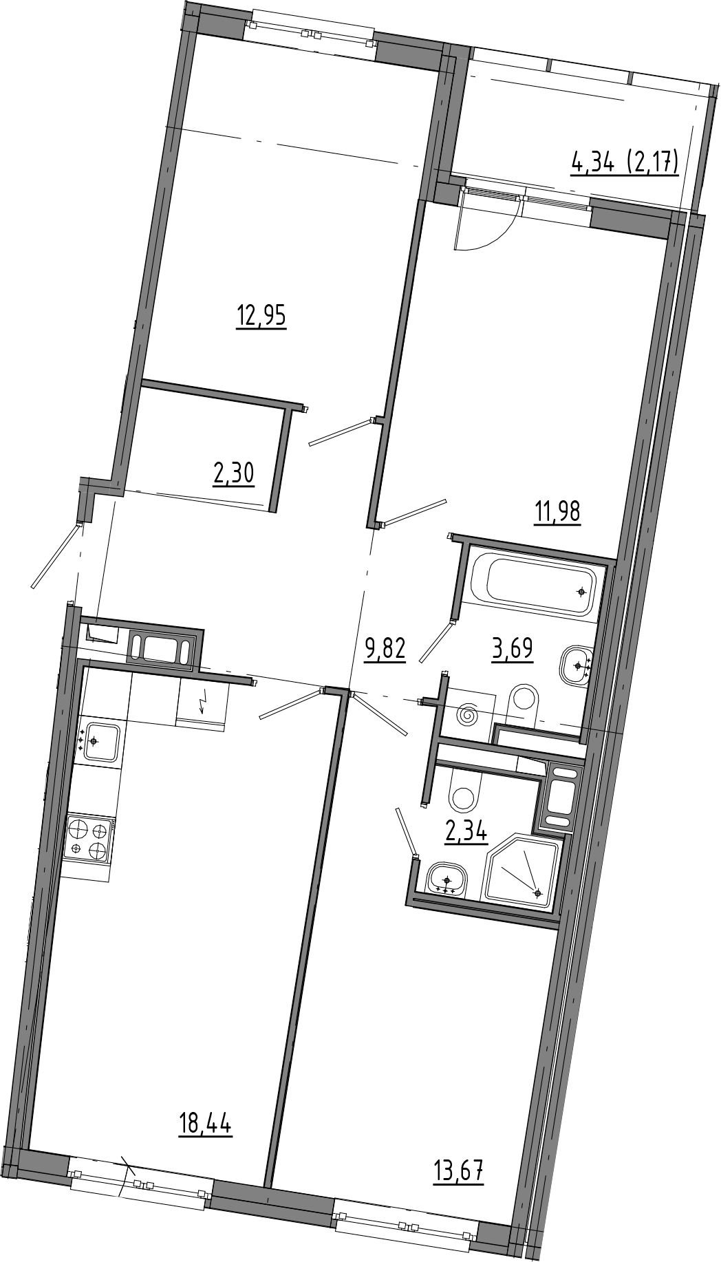 Купить 4-комнатную квартиру в новостройке 77.36 м², Суздальское шоссе, в  Санкт-Петербурге, у метро Проспект Просвещения