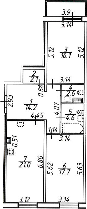 3Е-комнатная, 80.3 м²– 2