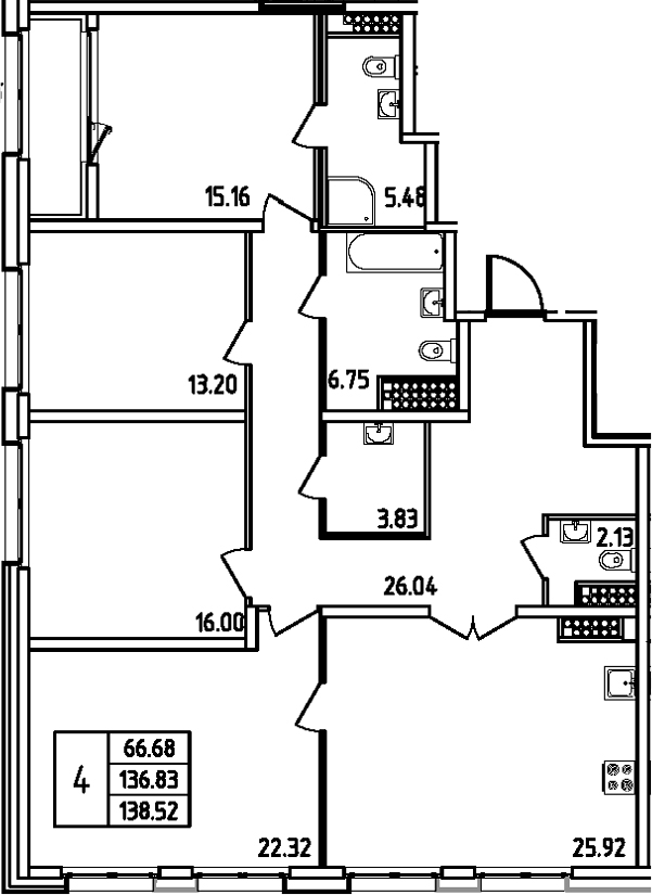 5Е-комнатная, 138.52 м²– 2
