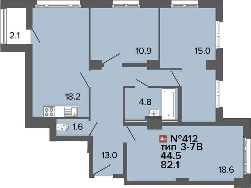 4Е-комнатная, 82.1 м²– 2