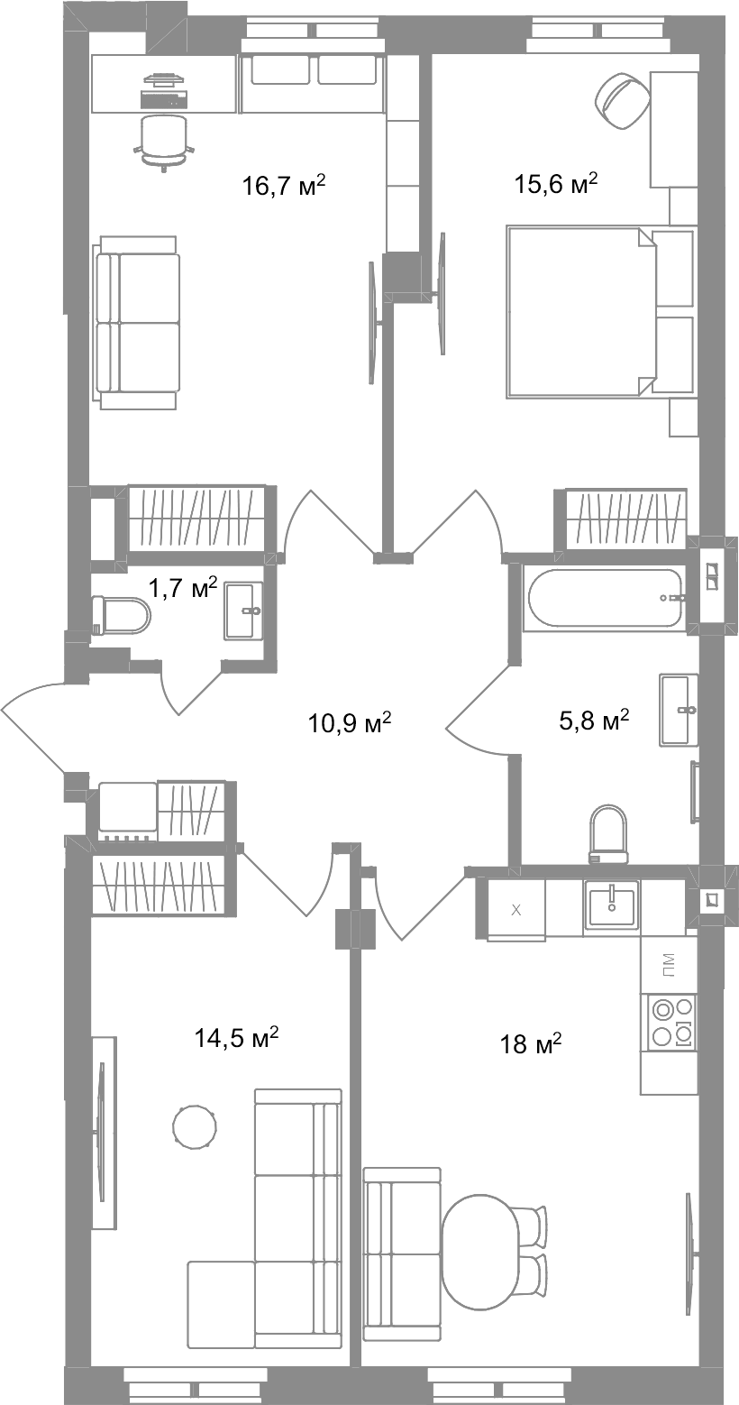 Купить 4-комнатную квартиру в новостройке 83.2 м², Подъездной переулок, в  Санкт-Петербурге, у метро Звенигородская