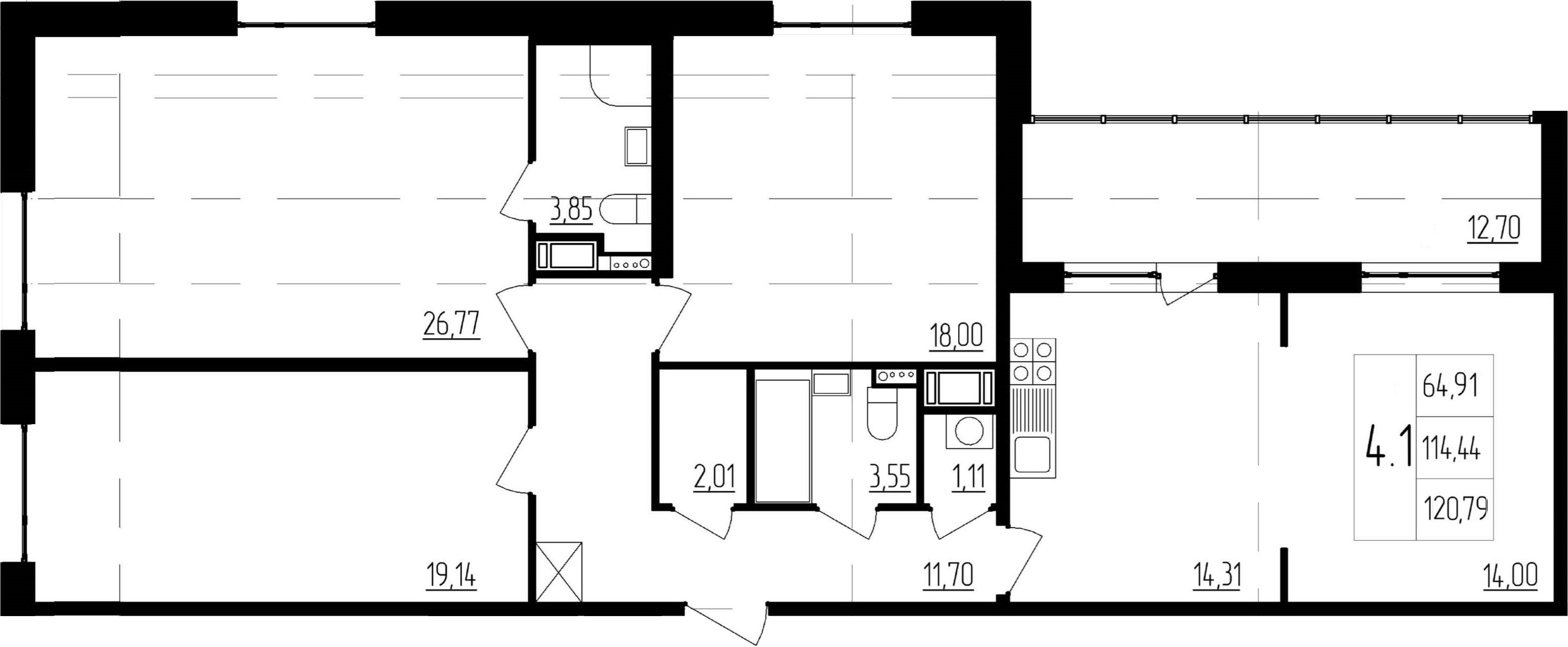 4Е-комнатная, 114.44 м²– 2