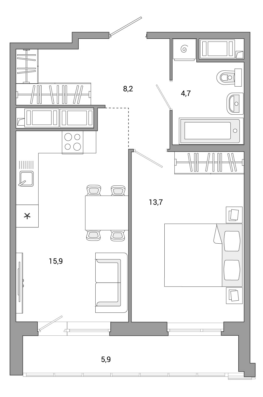 Купить 2-комнатную квартиру в новостройке 45.95 м², Суздальское шоссе, в  Санкт-Петербурге, у метро Проспект Просвещения