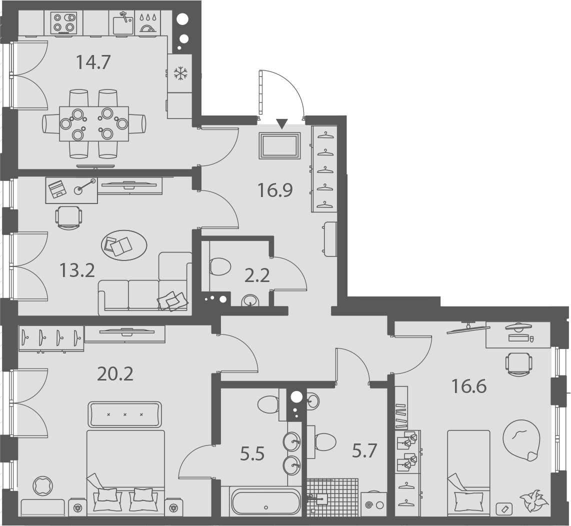 Купить 4-комнатную квартиру в новостройке 95 м², ул Белоостровская, в  Санкт-Петербурге, у метро Черная речка