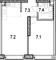 2Е-комнатная, 37.6 м²– 2
