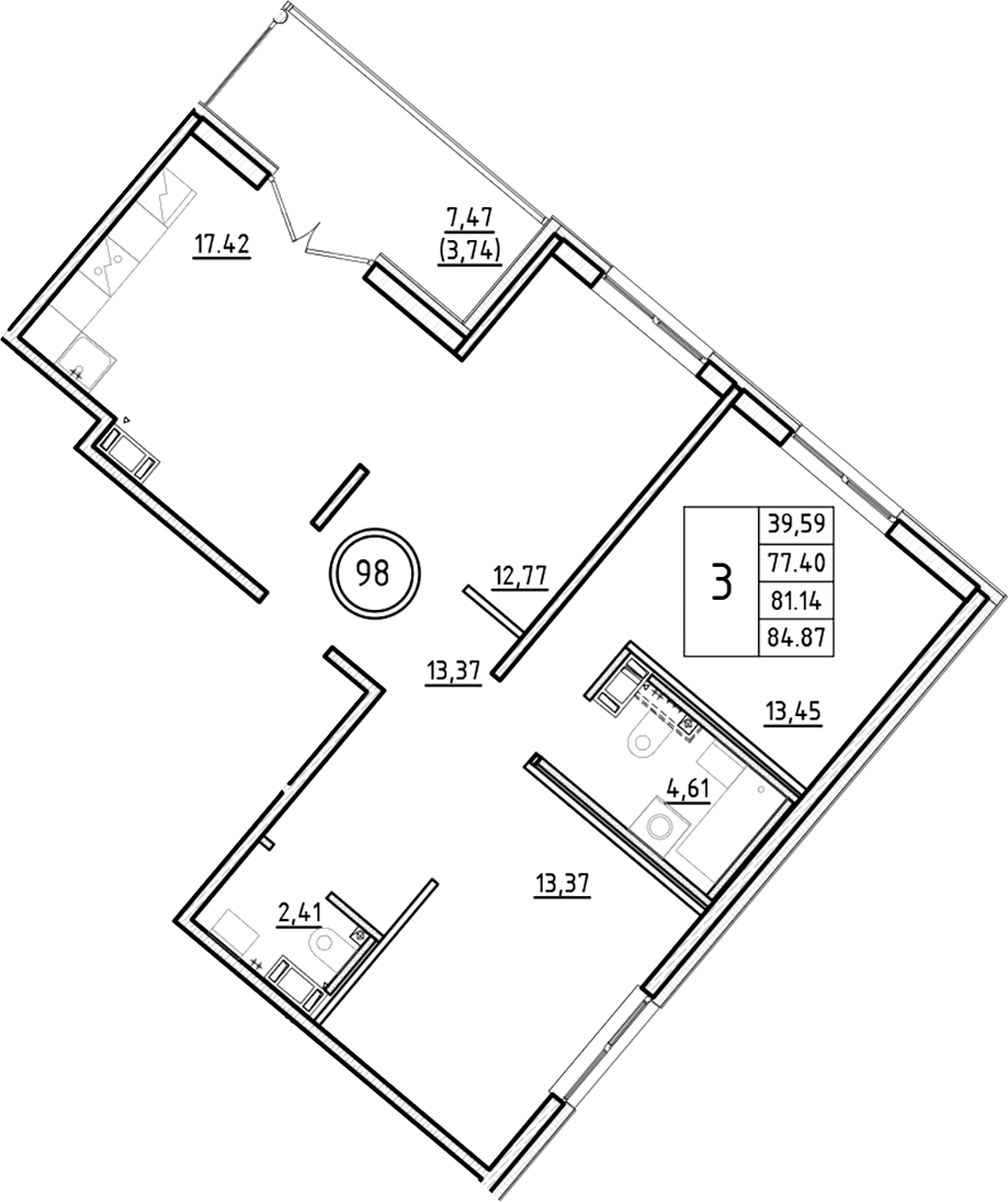 Купить 4-комнатную квартиру в новостройке 81.48 м², поселок Шушары, ул  Образцовая (Пулковское), в Санкт-Петербурге, у метро Купчино