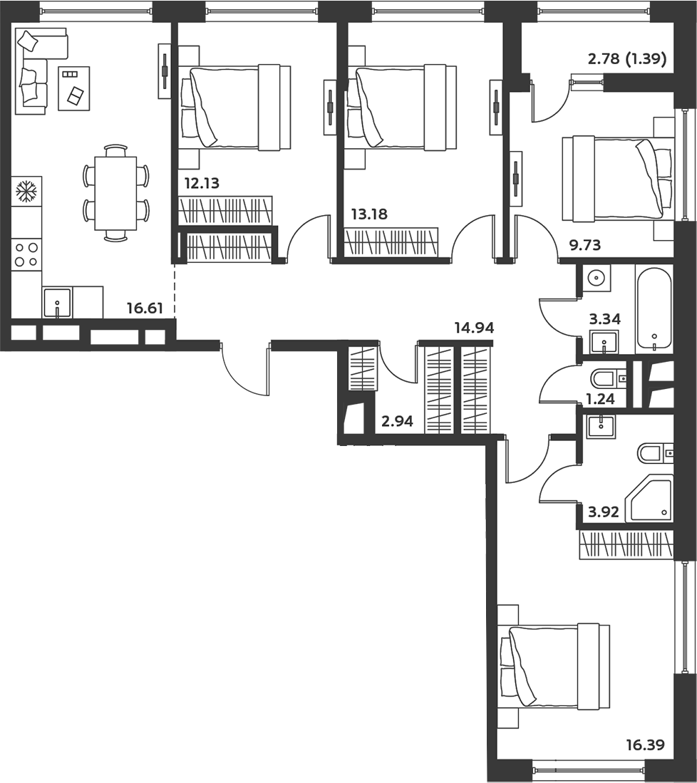 Купить 5-комнатную квартиру в новостройке 94.65 м², поселок Отрадное, ул  Лесная, в Московской области, у метро Пятницкое шоссе