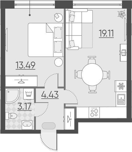 2Е-комнатная, 40.2 м²– 2