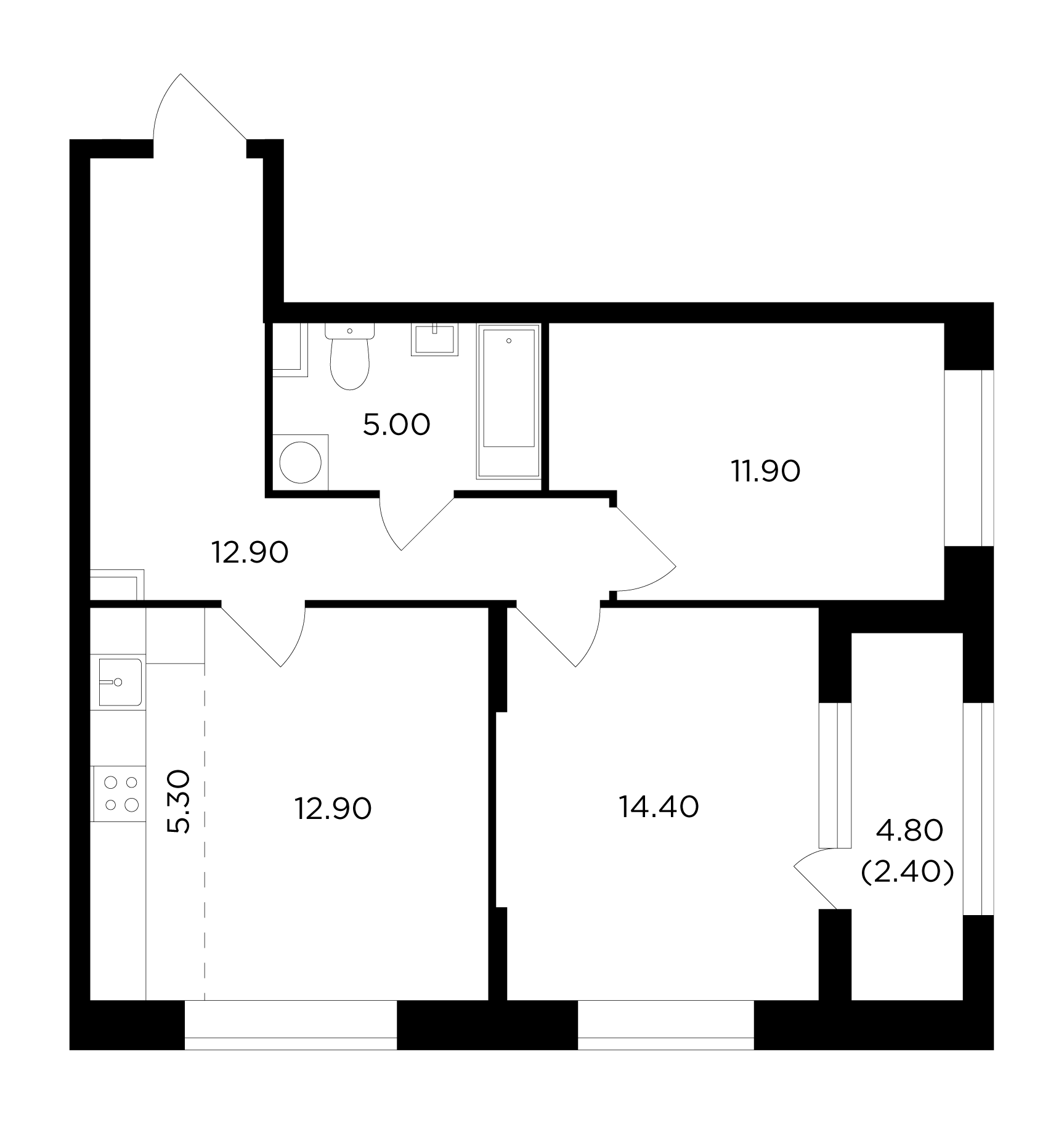 3Е-к.кв, 64.8 м²