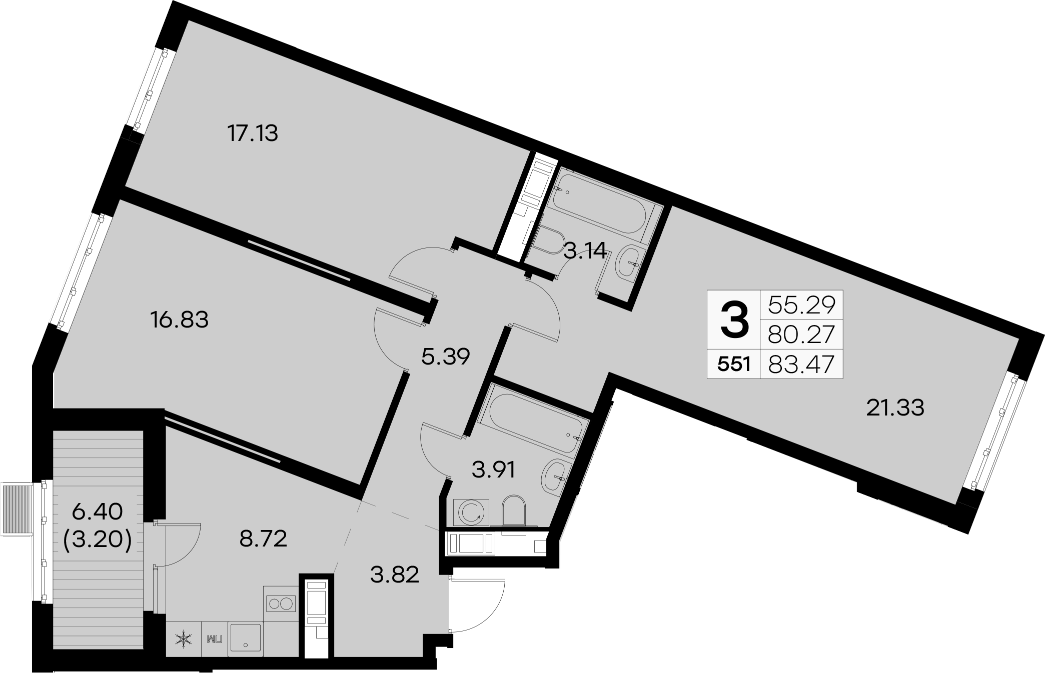 Купить 3-комнатную квартиру в новостройке 83.47 м², ул Шкапина, в  Санкт-Петербурге, у метро Балтийская