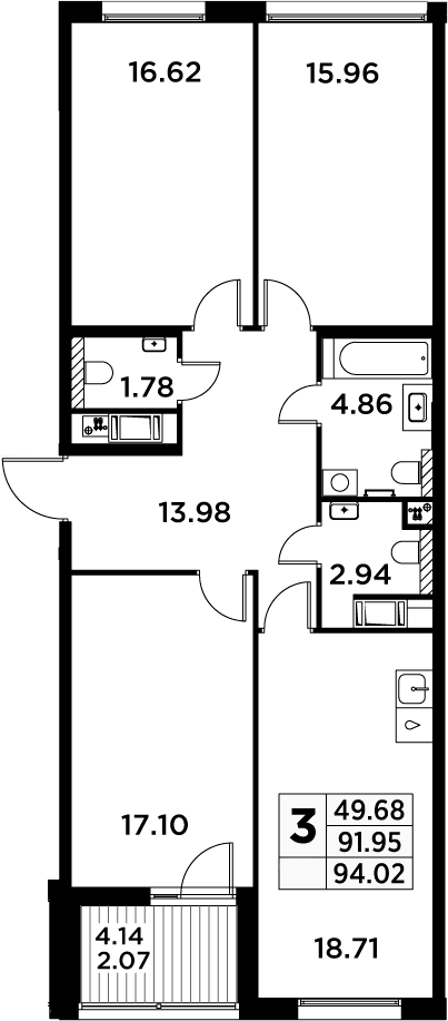 4Е-комнатная, 94.02 м²– 2