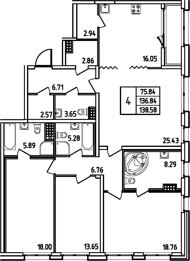 5Е-комнатная, 138.58 м²– 2
