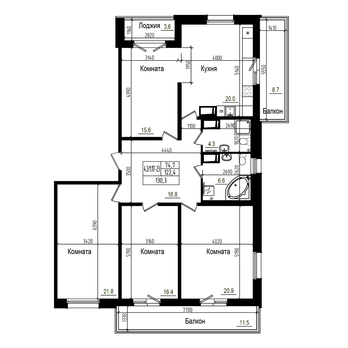 Купить 5-комнатную квартиру в новостройке 128 м², поселок Парголово,  Ольгинская дорога, в Санкт-Петербурге, у метро Парнас