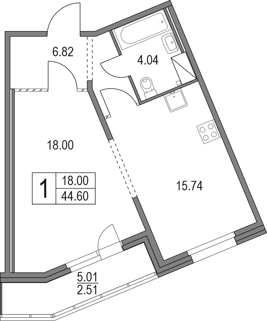 Купить 2-комнатную квартиру в новостройке 47.11 м², ул Матроса Железняка, в  Санкт-Петербурге, у метро Пионерская