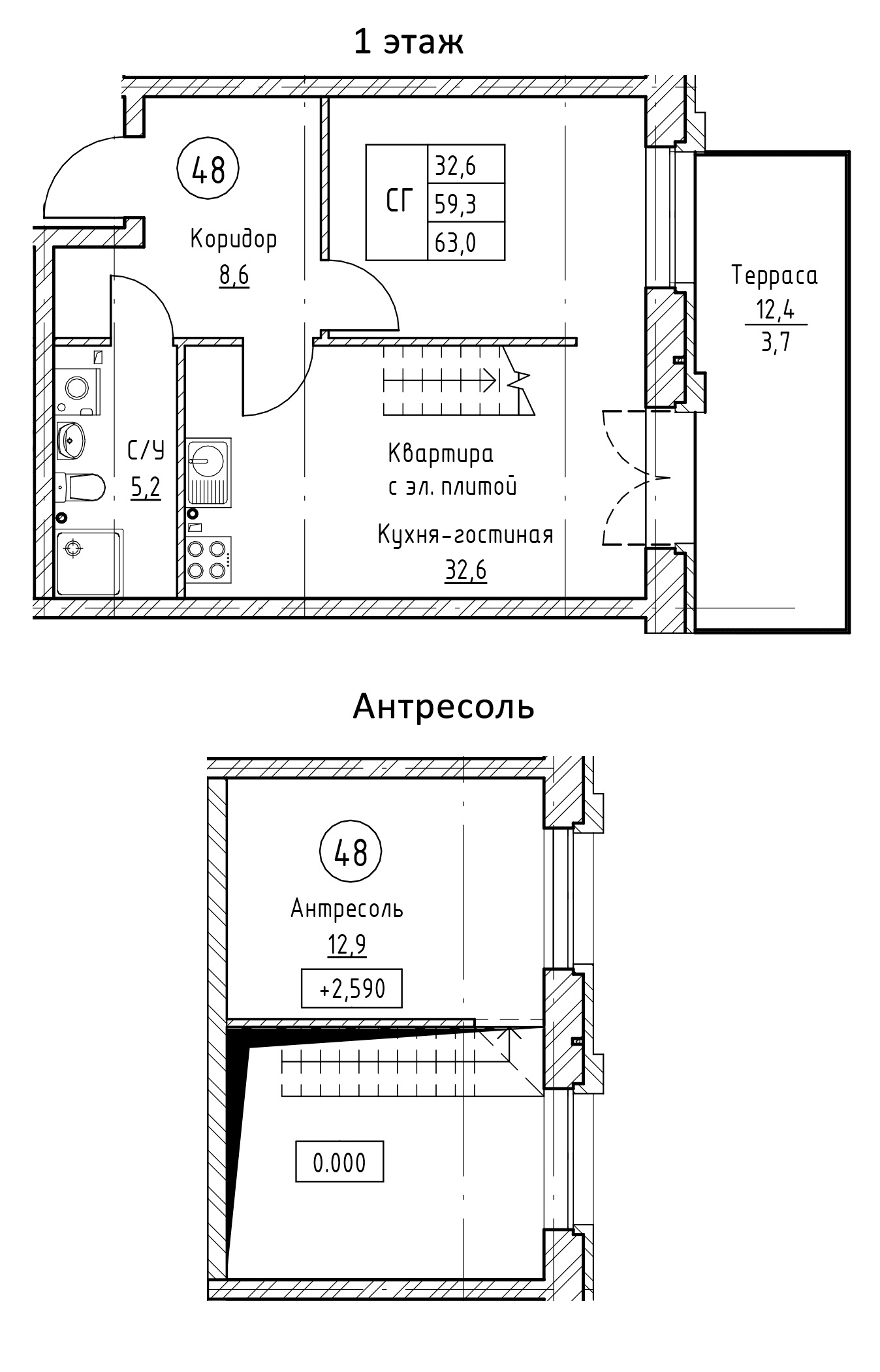 Купить квартиру свободной планировки в новостройке 63 м², гп Новоселье,  Питерский пр-кт, в Ленинградской области, у метро Проспект Ветеранов