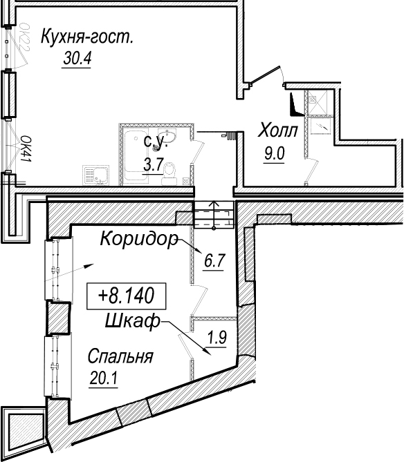 2Е-к.кв, 71.8 м², 4 этаж