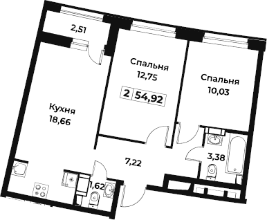 3Е-к.кв, 54.92 м²