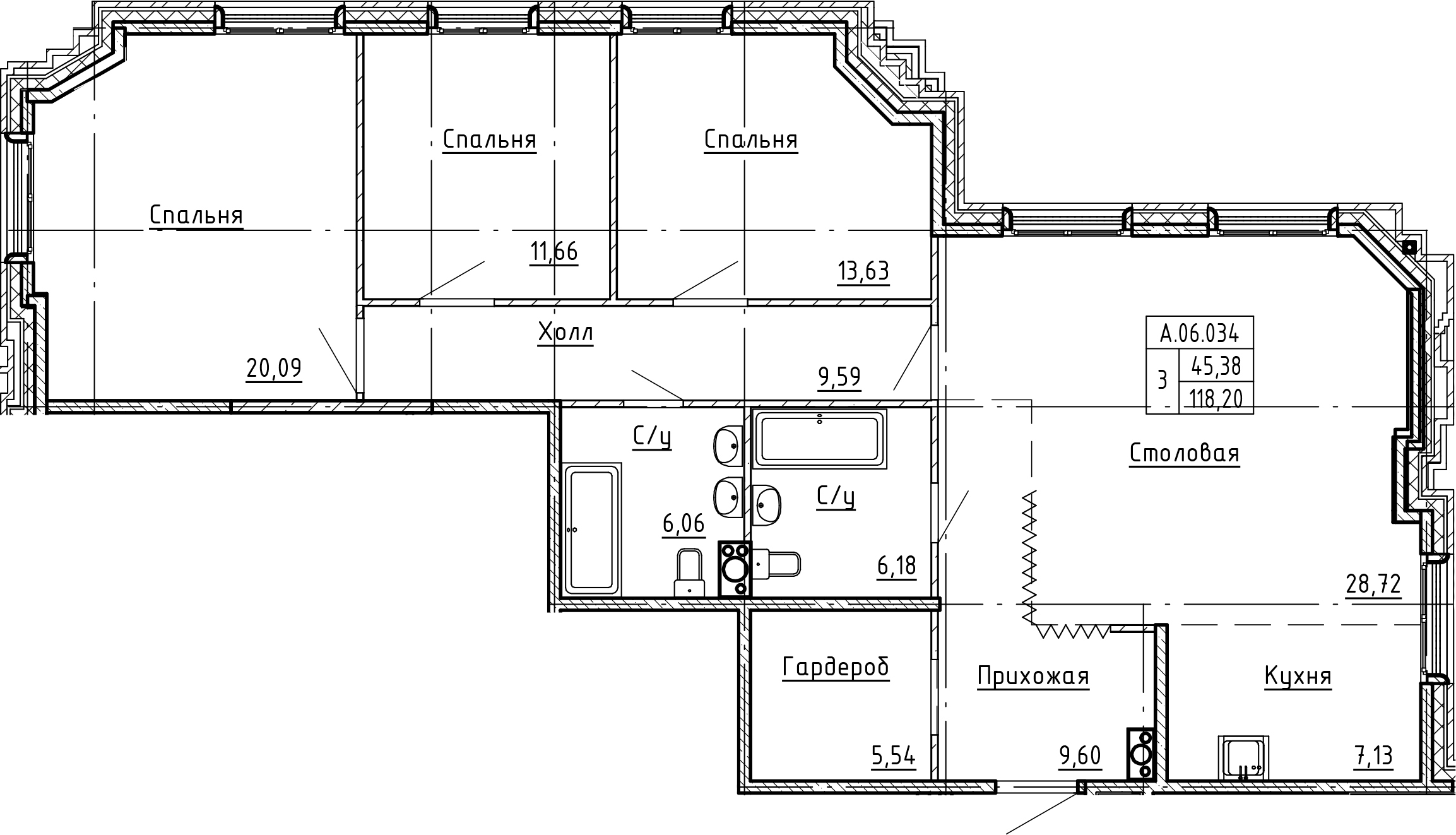 4Е-комнатная, 118.2 м²– 2