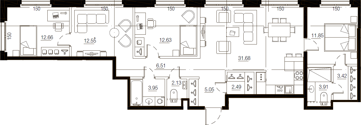5Е-комнатная, 108.83 м²– 2