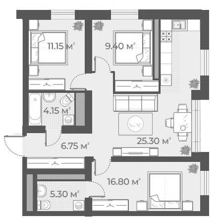 4Е-комнатная, 78.85 м²– 2