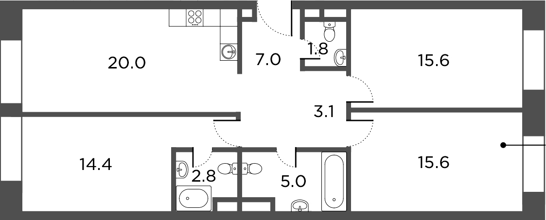 4Е-комнатная, 85.3 м²– 2