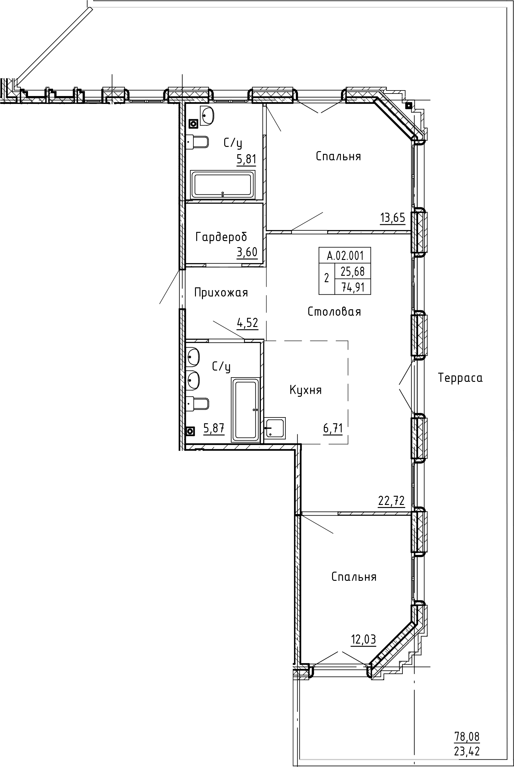3Е-комнатная, 98.33 м²– 2