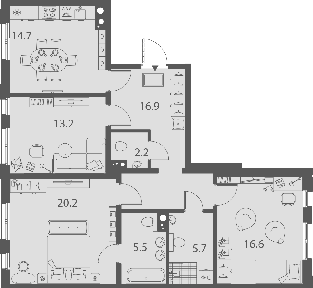 Купить 4-комнатную квартиру в новостройке 95 м², ул Белоостровская, в Санкт- Петербурге, у метро Черная речка