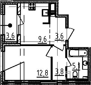 1-комнатная, 36.7 м²– 2