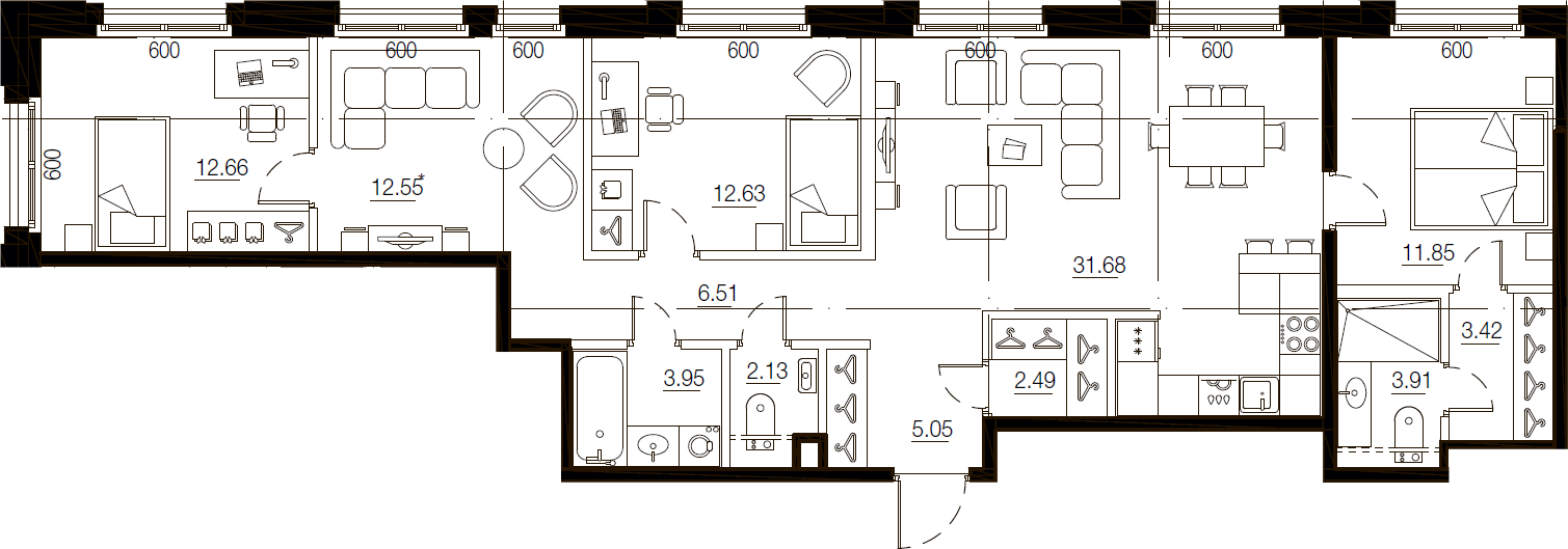 5Е-комнатная, 108.83 м²– 2