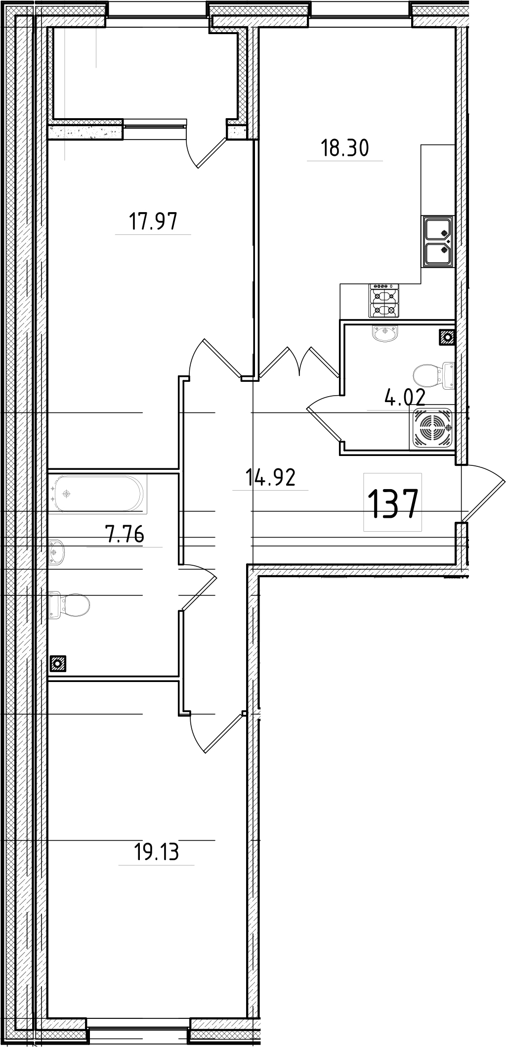 3Е-комнатная, 84.58 м²– 2