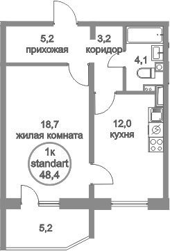 1-к.кв, 48.4 м²