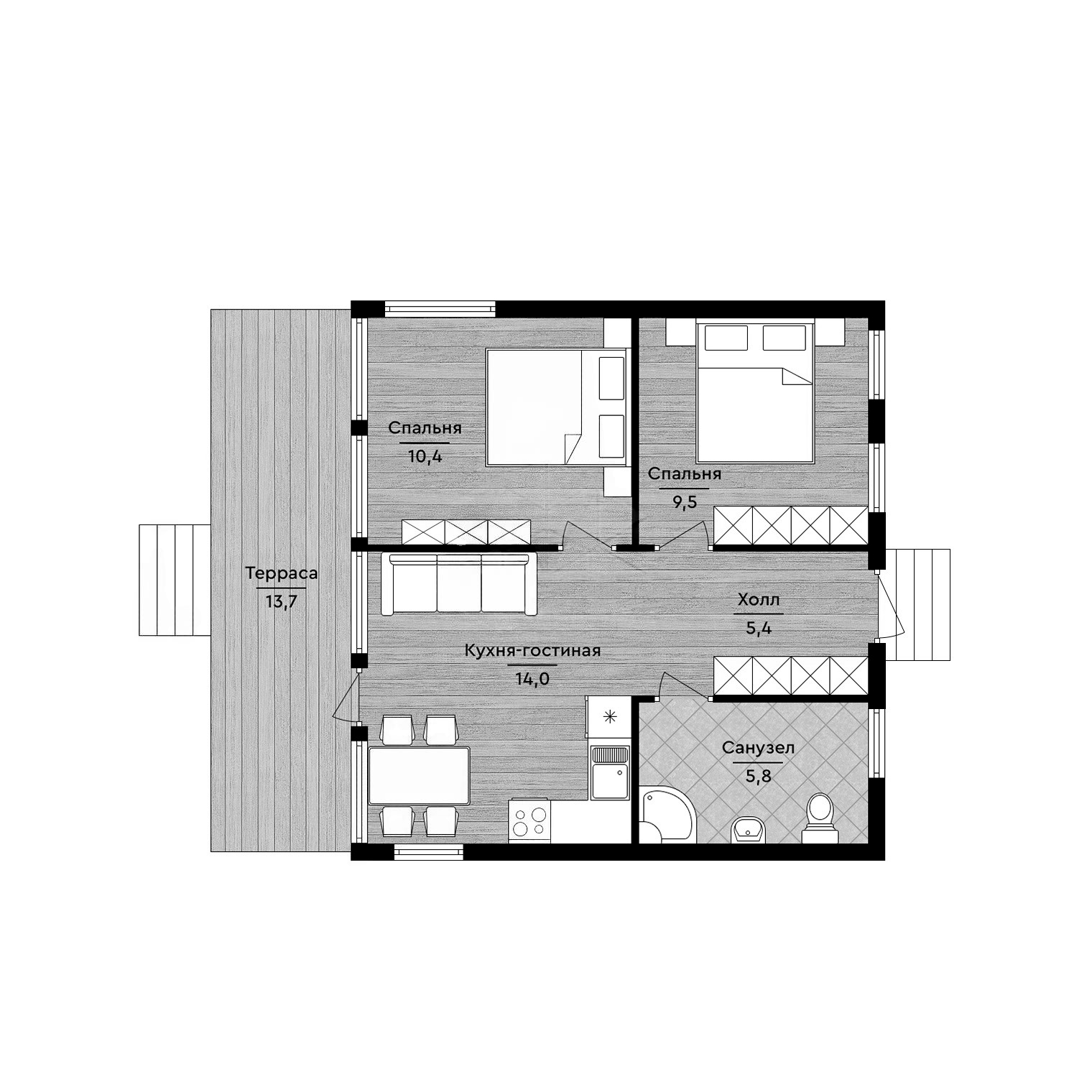 Купить квартиру в коттедже в новостройке 58 м², Мгинское городское  поселение, в Санкт-Петербурге, у метро Рыбацкое