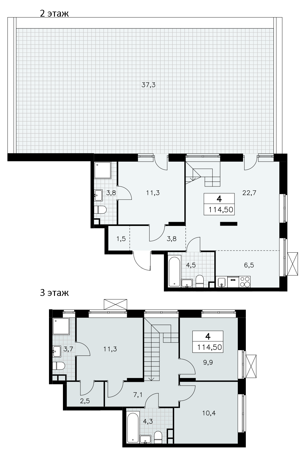 5Е-комнатная, 114.5 м²– 2
