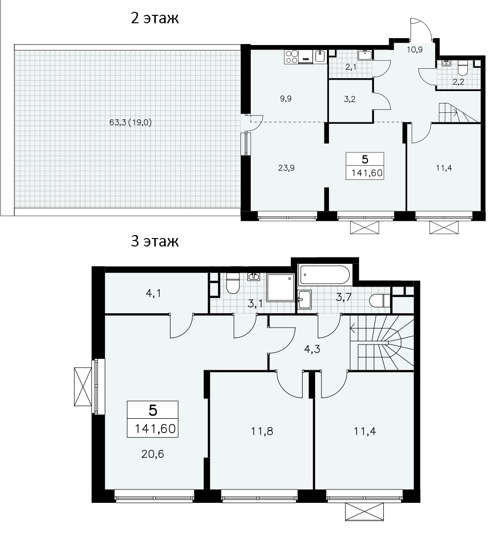 5Е-комнатная, 141.6 м²– 2