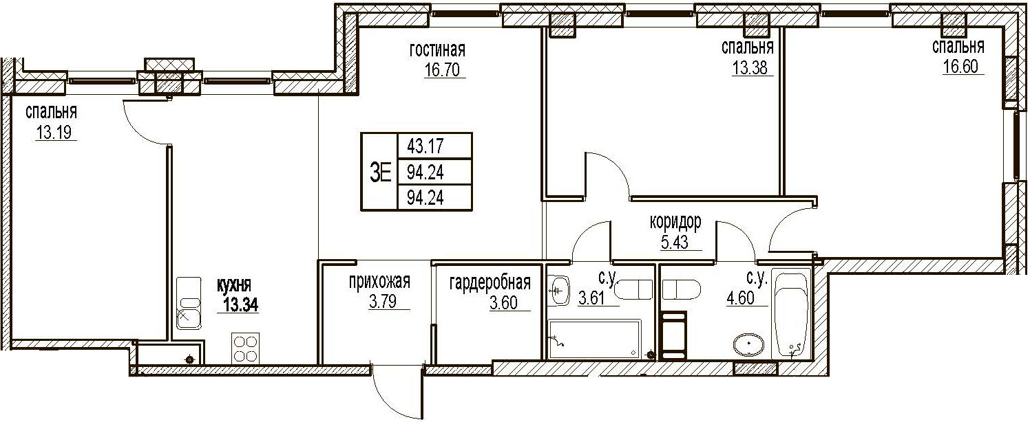 4Е-комнатная, 94.24 м²– 2