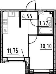 1-комнатная, 30.52 м²– 2