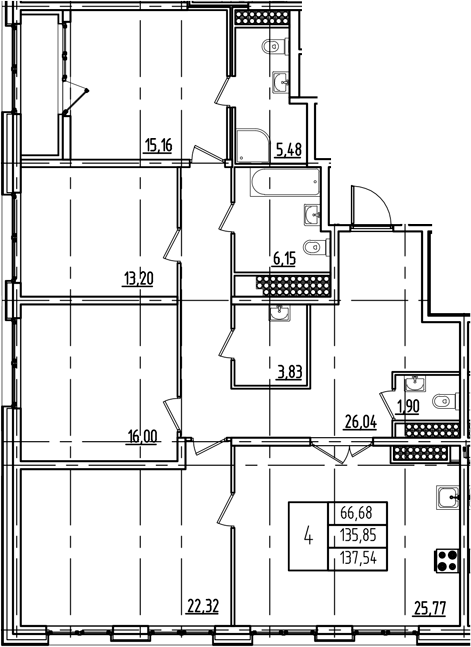 5Е-комнатная, 137.54 м²– 2