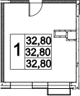 Свободная планировка, 32.8 м²– 2