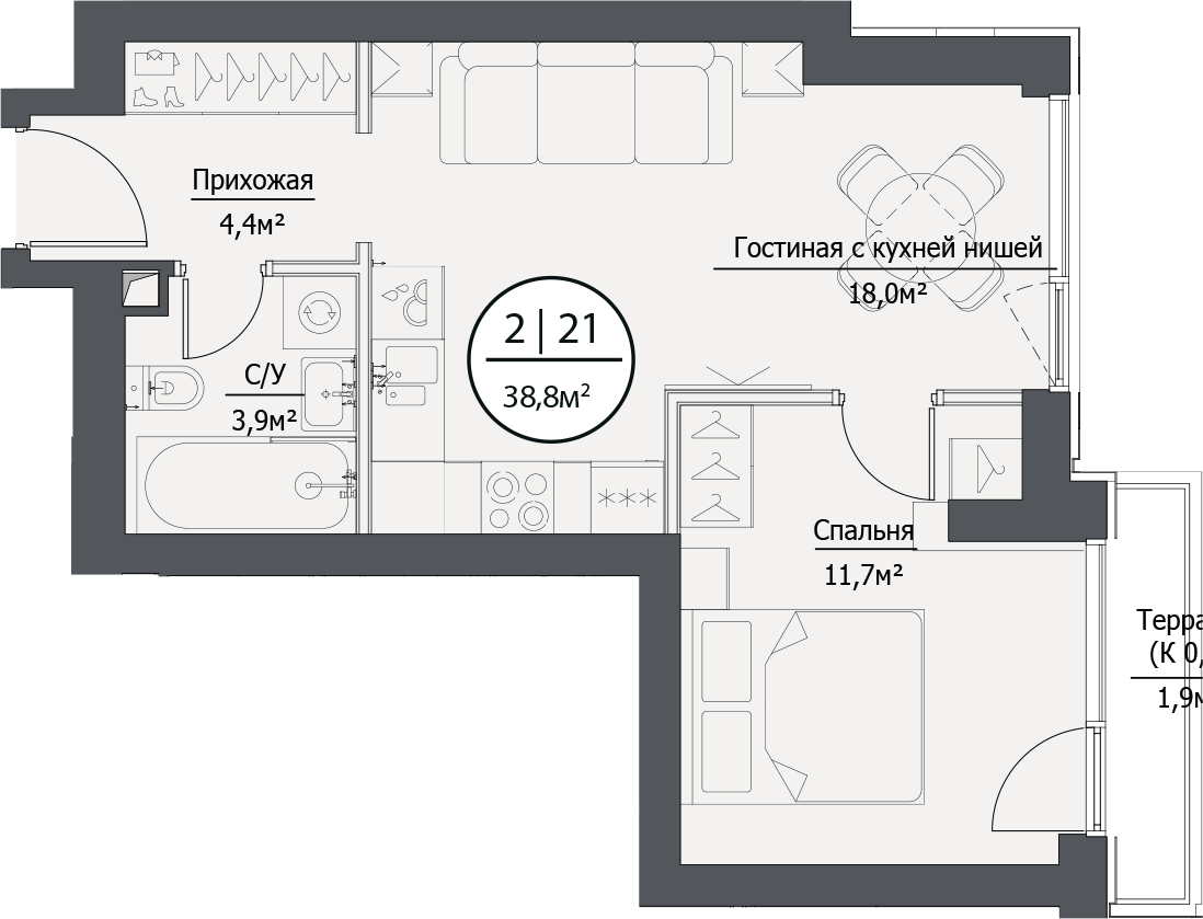 Купить 2-комнатную квартиру в новостройке 59.59 м², 1-й Сетуньский проезд,  в Москве, у метро Лужники