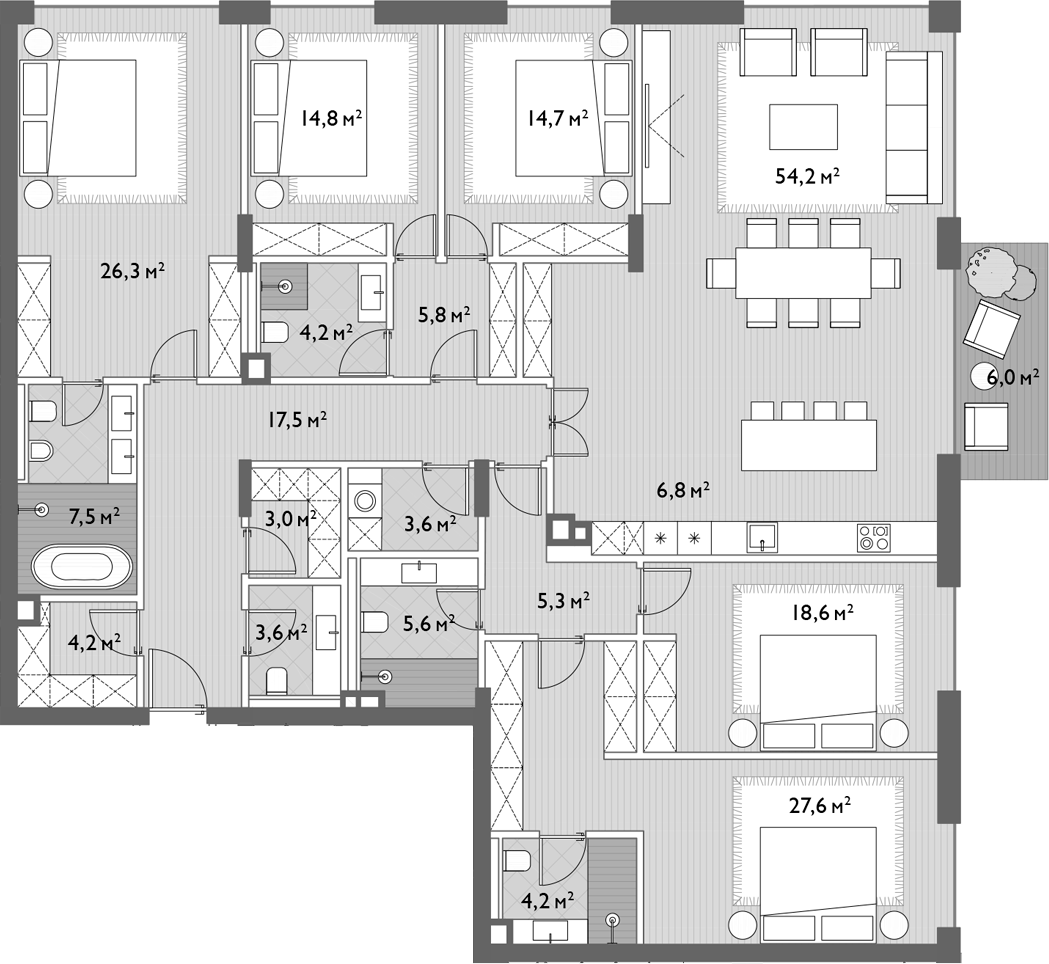 Купить 5-комнатную квартиру в новостройке 233 м², ул. Мосфильмовская, в  Москве, у метро Ломоносовский проспект