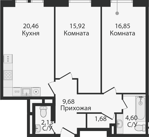 3Е-к.кв, 71.32 м²