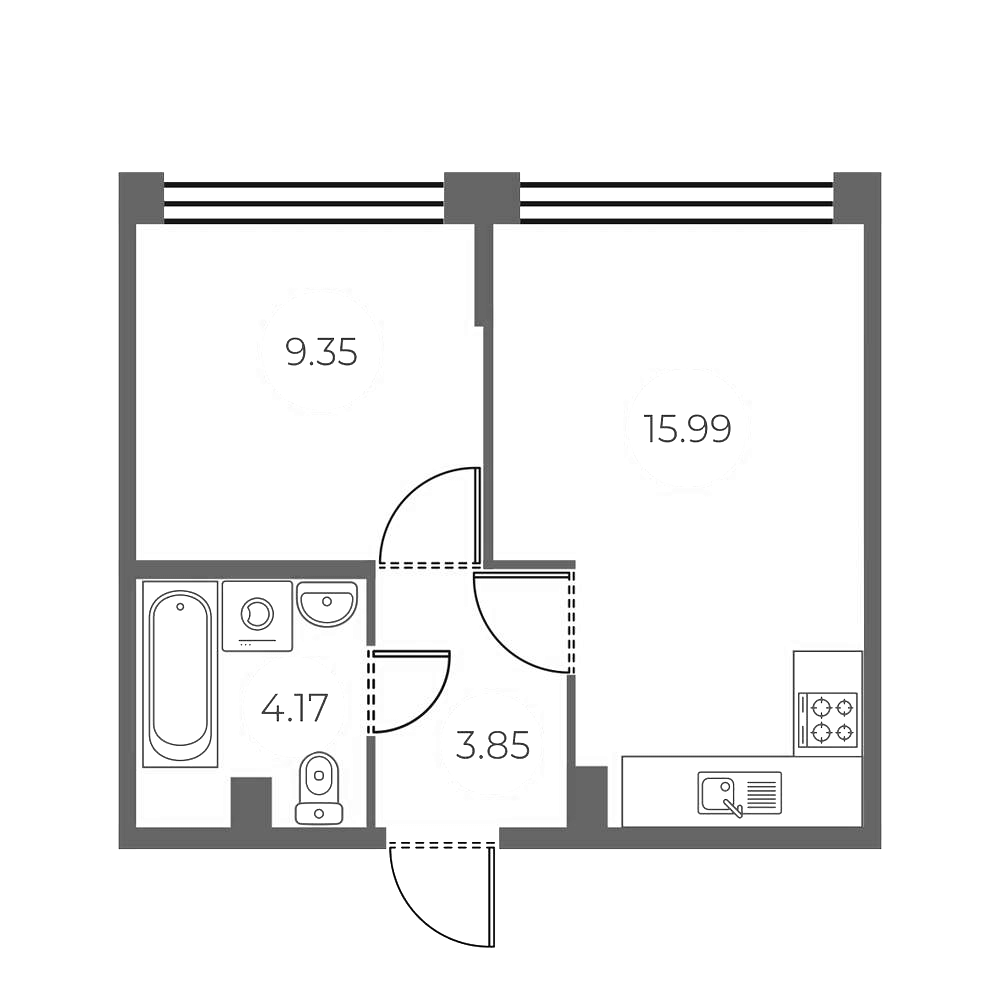 Купить 2-комнатную квартиру в новостройке 33.36 м², Суздальское шоссе, в  Санкт-Петербурге, у метро Парнас