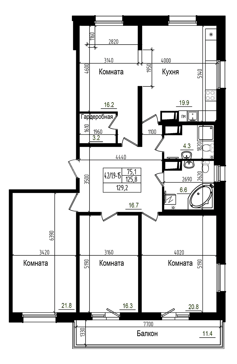 Купить 5-комнатную квартиру в новостройке 128 м², поселок Парголово,  Ольгинская дорога, в Санкт-Петербурге, у метро Парнас