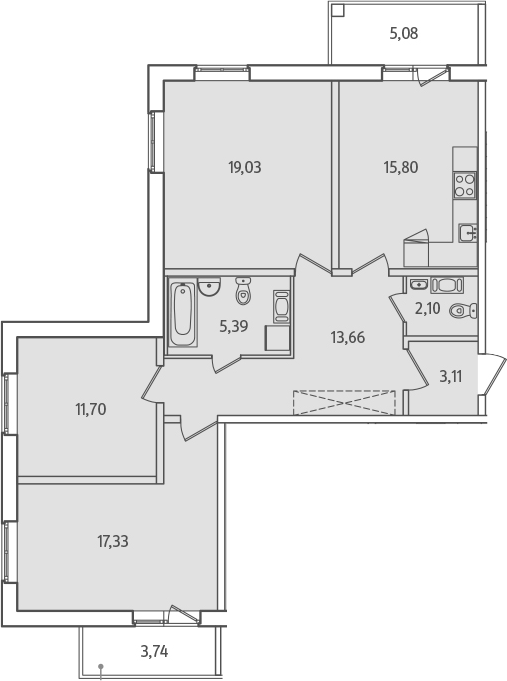 4Е-комнатная, 88.68 м²– 2