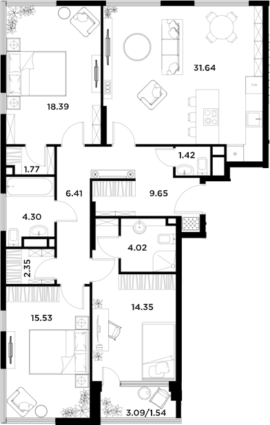 4Е-комнатная, 111.38 м²– 2