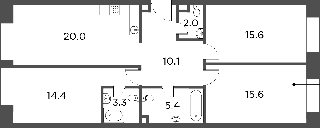 4Е-комнатная, 86.4 м²– 2