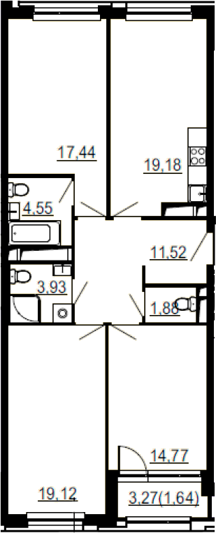 4Е-комнатная, 94.03 м²– 2