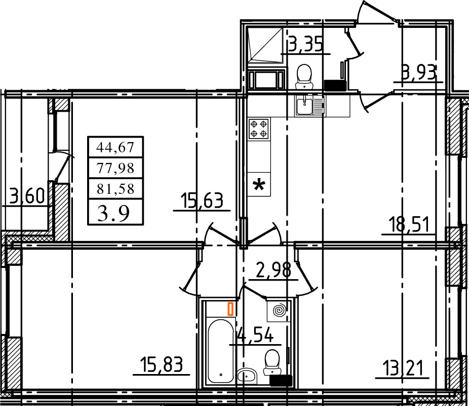 4Е-комнатная, 77.98 м²– 2